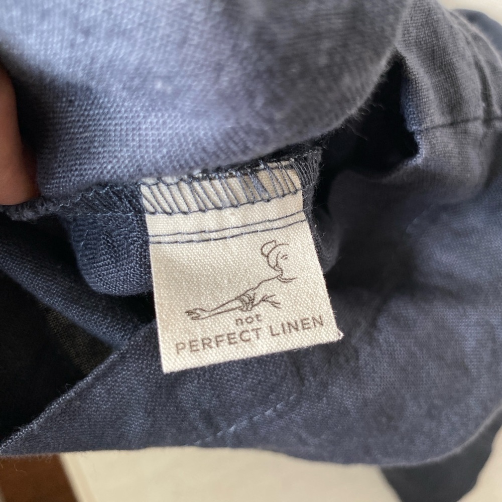 notPERFECTLINEN Dark Gray Blue 6” High Rise Linen Shorts - Picture 7 of 12
